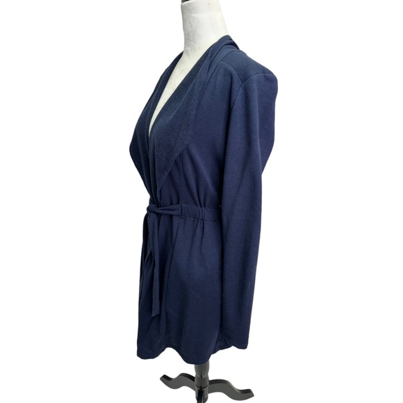 Rebecca King Deep Blue Suede Trench Cardigan Coat Size S - Picture 8 of 12